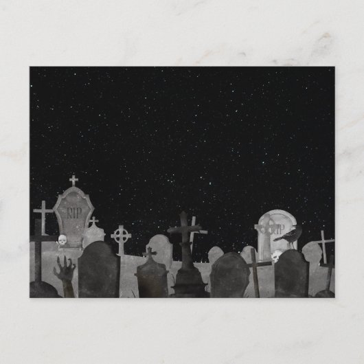 Spooky Halloween Graveyard Hintergrund Feiertagspostkarte (Vorderseite)