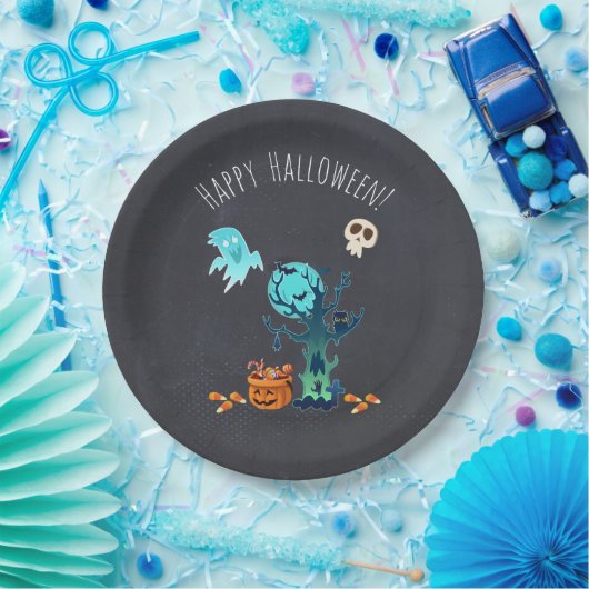 Spooky Halloween Graveyard Pappteller (Party)