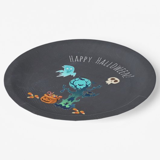 Spooky Halloween Graveyard Pappteller (Schrägansicht)