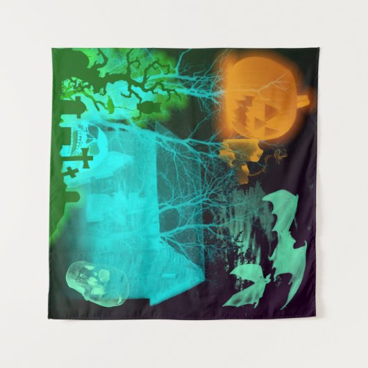 Spooky Halloween Graveyard Wandteppich (Vorderseite (Horizontal))