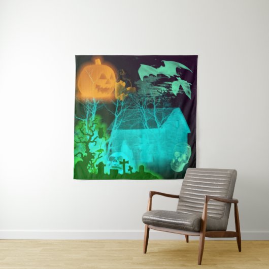 Spooky Halloween Graveyard Wandteppich (Beispiel)