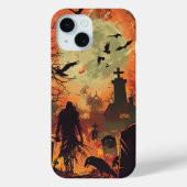 Spooky Halloween Graveyard Zombie Raven Skeleton Case-Mate iPhone Hülle (Rückseite)