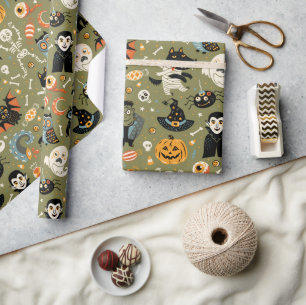 Spooky Halloween Green Geschenkpapier
