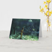 Spooky Halloween Grim Sensenmann und Spuk Haus Karte (Gelbe Blume)