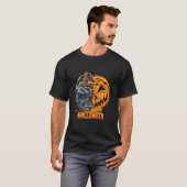 Spooky Halloween Half Pumpkin Halbschädel T-Shirt (Vorne ganz)