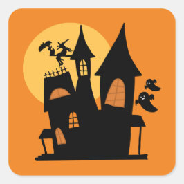 Spooky Halloween-Haus Quadratischer Aufkleber