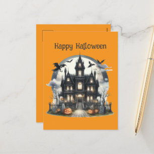 Spooky Halloween Häuser Feiertagspostkarte