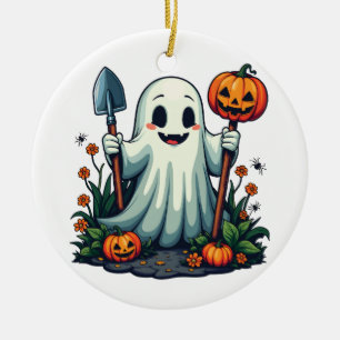 Spooky Halloween Herbstgartengürtel Pumpkin Keramik Ornament