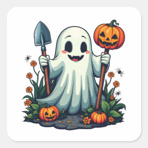Spooky Halloween Herbstgartengürtel Pumpkin Quadratischer Aufkleber