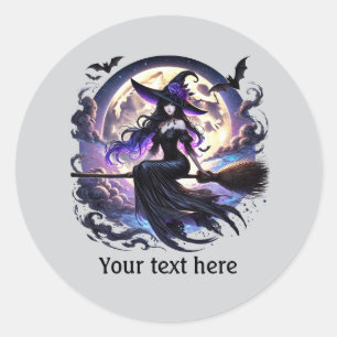 Spooky Halloween Hexe anpassbar Runder Aufkleber
