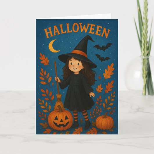 Spooky Halloween Hexe Karte (Vorderseite)