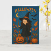 Spooky Halloween Hexe Karte (Gelbe Blume)