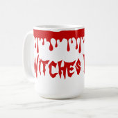 Spooky Halloween Hexen Brew Dripping Red Blood Kaffeetasse (Vorderseite Links)