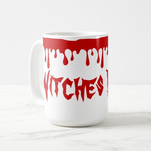 Spooky Halloween Hexen Brew Dripping Red Blood Kaffeetasse (Vorderseite Links)