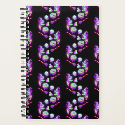 Spooky Halloween Hexenblume farbenfrohe Muster Planer (Vorderseite)