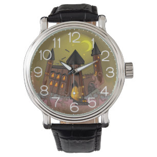 Spooky Halloween Hexenhaus und Vampirschloss Armbanduhr