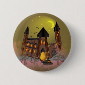 Spooky Halloween Hexenhaus und Vampirschloss Button (Vorderseite)