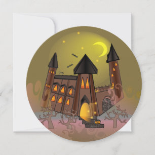 Spooky Halloween Hexenhaus und Vampirschloss Feiertagskarte