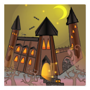 Spooky Halloween Hexenhaus und Vampirschloss Fotodruck