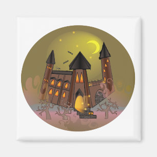 Spooky Halloween Hexenhaus und Vampirschloss Magnet