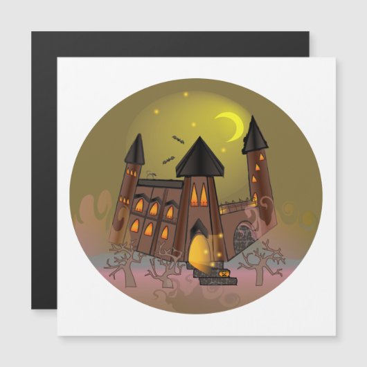 Spooky Halloween Hexenhaus und Vampirschloss Magnetkarte (Vorne/Hinten)
