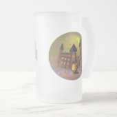 Spooky Halloween Hexenhaus und Vampirschloss Mattglas Bierglas (VorderseiteRechts)