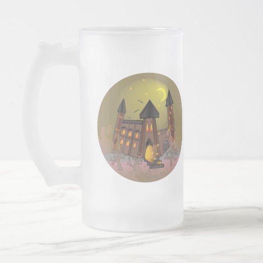 Spooky Halloween Hexenhaus und Vampirschloss Mattglas Bierglas (Links)