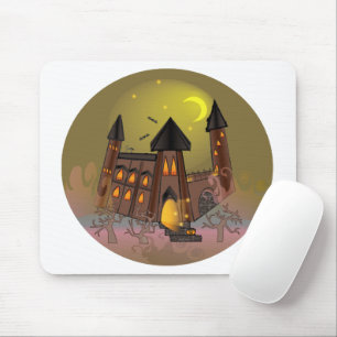 Spooky Halloween Hexenhaus und Vampirschloss Mousepad