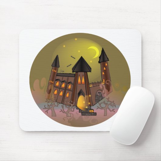 Spooky Halloween Hexenhaus und Vampirschloss Mousepad (Mit Mouse)