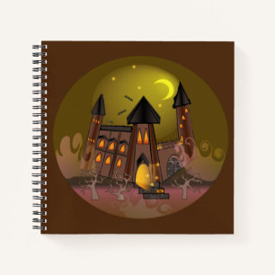 Spooky Halloween Hexenhaus und Vampirschloss Notizblock
