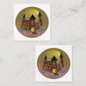 Spooky Halloween Hexenhaus und Vampirschloss Quadratische Visitenkarte (Vorne/Hinten)