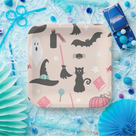 Spooky Halloween Hexenhut Black Cat Pappteller (Party)