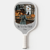 Spooky Halloween Hexenkürbis Jack-o-Lanterns Pickleball Schläger (Rückseite)