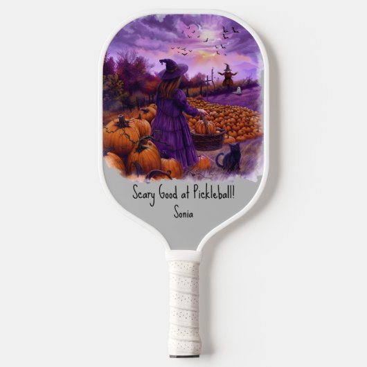 Spooky Halloween Hexenkürbis Pickleball Schläger (Vorderseite)