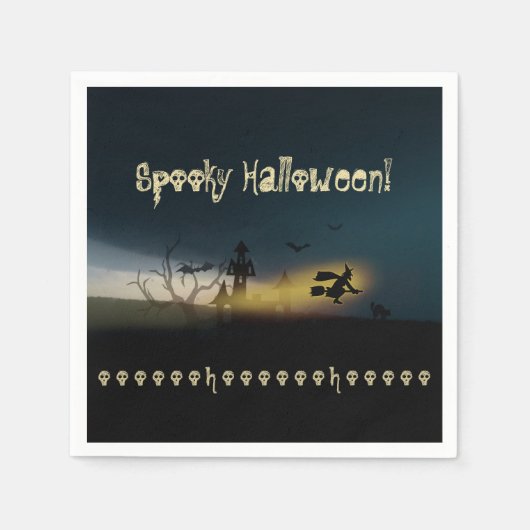 Spooky Halloween Hexenschloss Fledermäuse Skulls Serviette (Vorderseite)