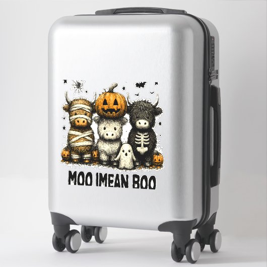 Spooky Halloween Highland Cow Aufkleber (Koffer)