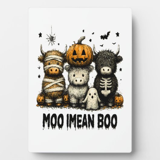 Spooky Halloween Highland Cow Fotoplatte (Vorderseite)
