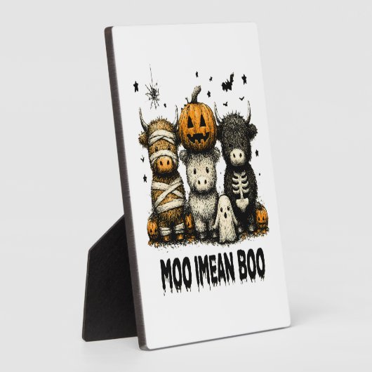 Spooky Halloween Highland Cow Fotoplatte (Seite)