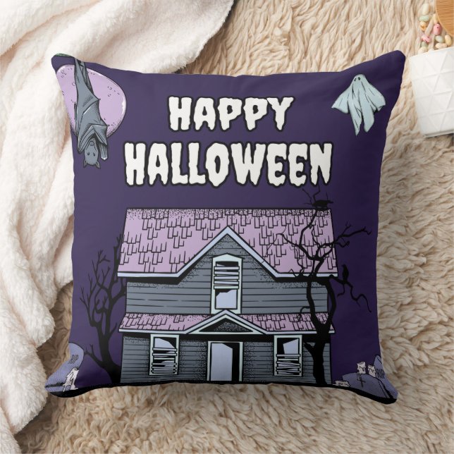 Spooky Halloween House Throw Kissen (Decke)