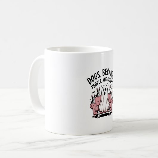 Spooky Halloween Hund Spooky Ghost Kaffeetasse (Vorderseite Links)