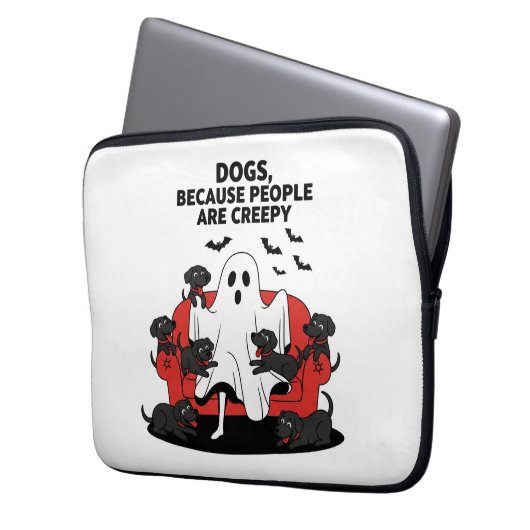 Spooky Halloween Hund Spooky Ghost Laptopschutzhülle (Vorderseite Links)