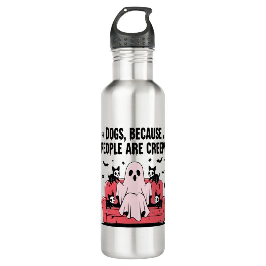 Spooky Halloween Hund Spooky Ghost Png 2 Edelstahlflasche (Vorderseite)