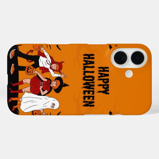 Spooky Halloween iPhone 16 Case – Pumpkin, Ghost & (Rückseite (Horizontal))