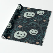 Spooky Halloween Jack-O'-Lanterns im Wald Geschenkpapier (Ungerollt)
