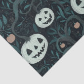 Spooky Halloween Jack-O'-Lanterns im Wald Seidenpapier (Detail)