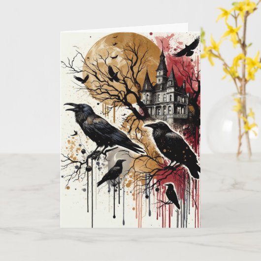 Spooky Halloween Karte (Gelbe Blume)