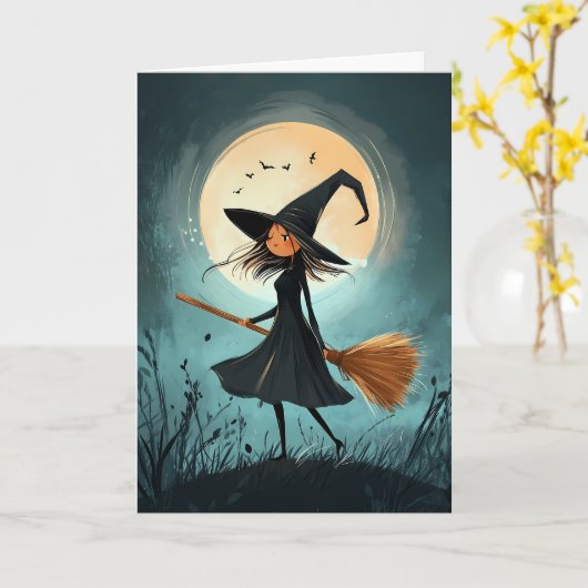 Spooky Halloween Karte (Gelbe Blume)