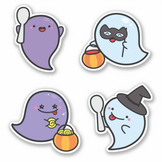 Spooky Halloween Kawaii Ghosts Sticker Pack (Vorderseite)