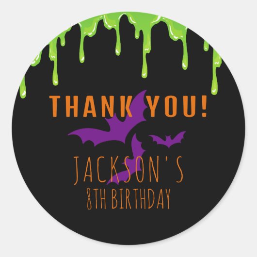 Spooky Halloween Kindergeburtstag Danke Runder Aufkleber (Vorderseite)