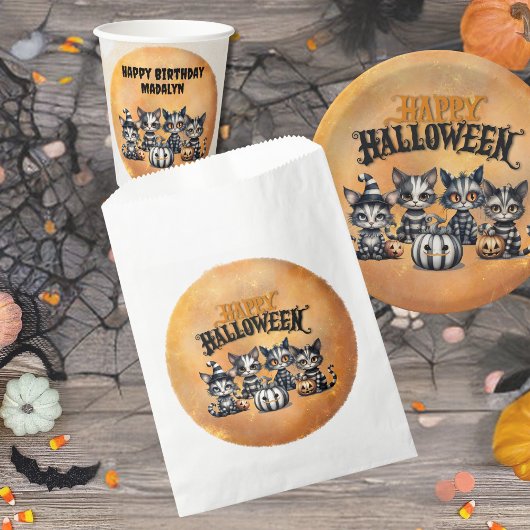 Spooky Halloween Kitten Black Striped Pumpkin Geschenktütchen